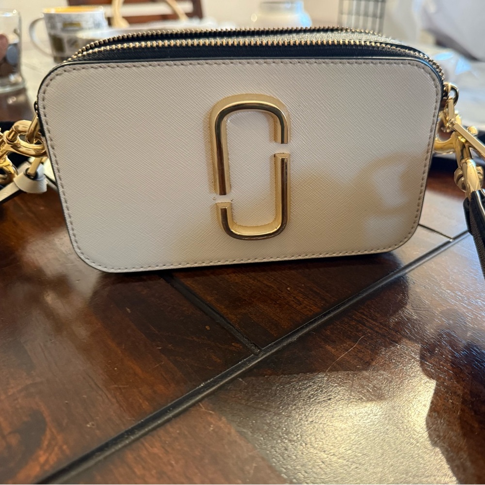 Marc Jacobs Cream Crossbody Bag with Gold Accents